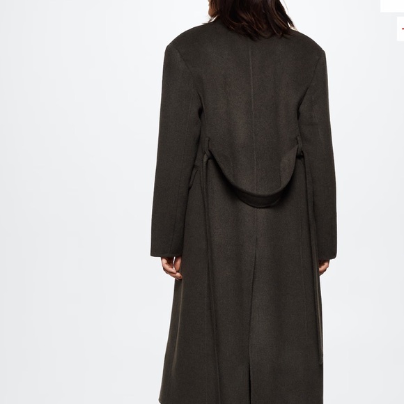 NEW Mango Trench Double Breast Handmade Wool blend Lapel Coat